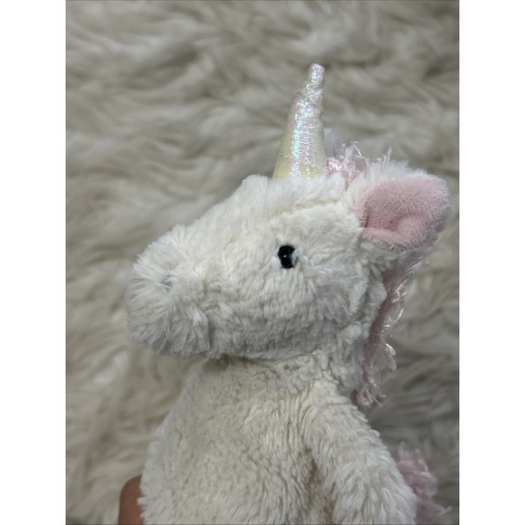 Jellycat London Bashful Unicorn White Pink Mane Plush 8" Stuffed Animal Retired - Picture 5 of 11